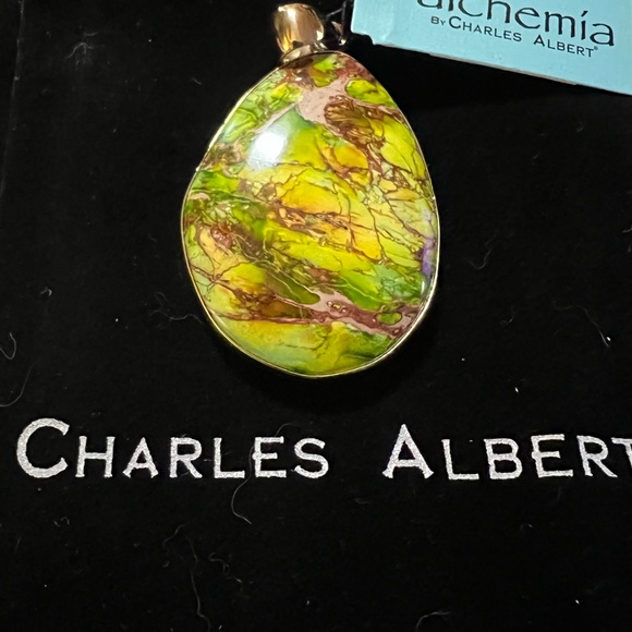 Alchemia Green Color-Enhanced Jasper Pendant - Picture 2 of 3